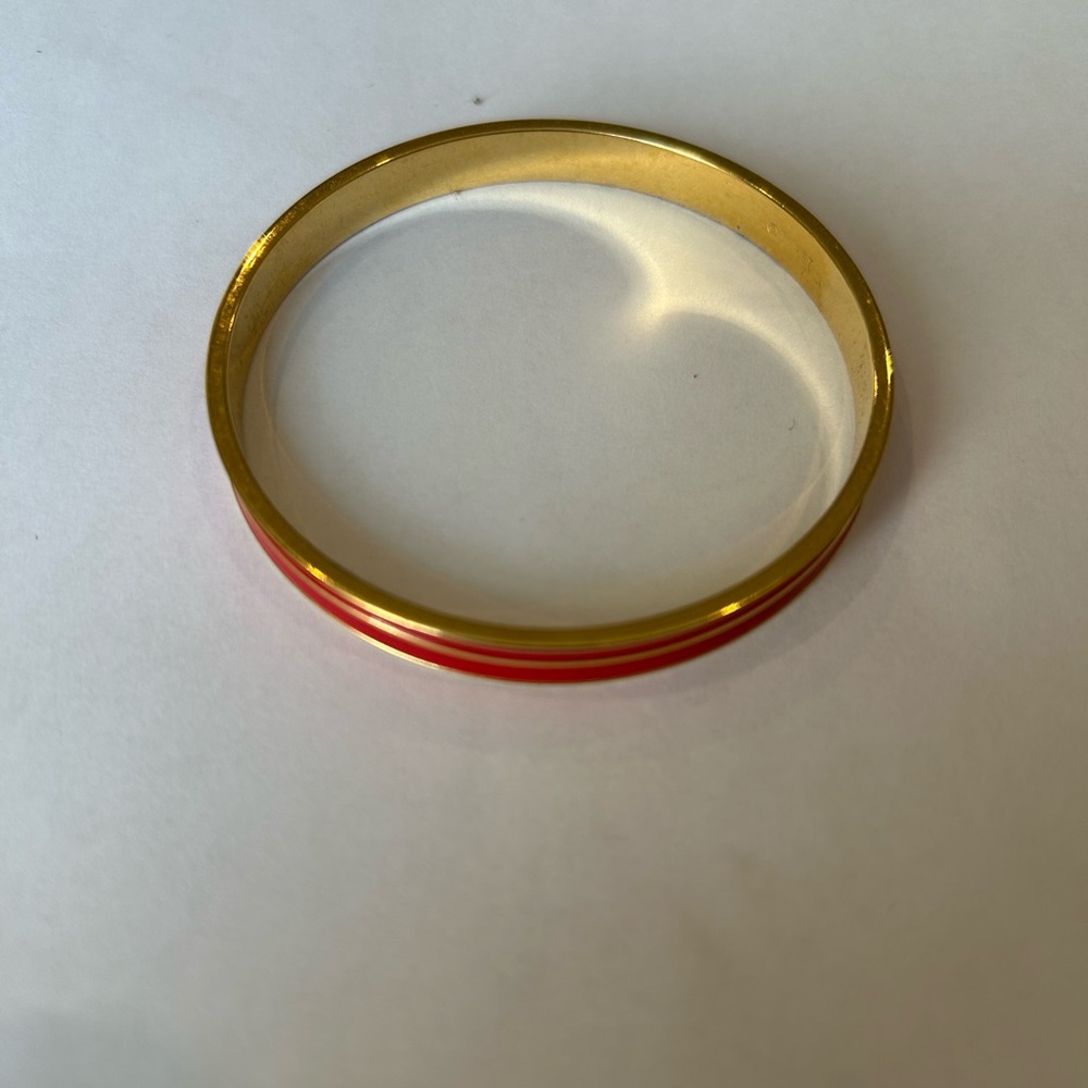 Vintage Monet Enameled Red and Gold Tone Bangle